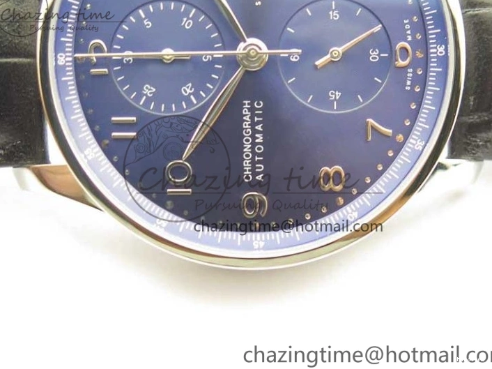 MIROTIME 0724 Timeless Portuguese Chrono IW371606 ZF 1:1 Best Edition Blue Dial on Black Leather Strap A 7099